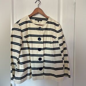 Anne Klein Striped Blue and Cream Women's Jacket Sz.14 W
